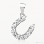 Sterling Silver Rhodium-plated Horseshoe CZ Pendant - Lifestyle View