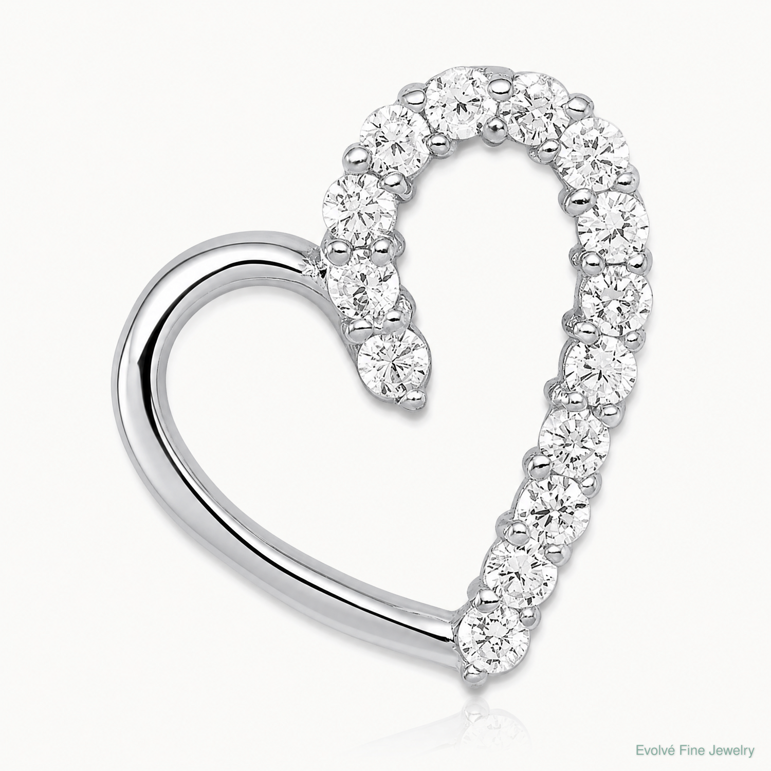 Sterling Silver Rhodium-plated CZ Heart Pendant - Lifestyle View