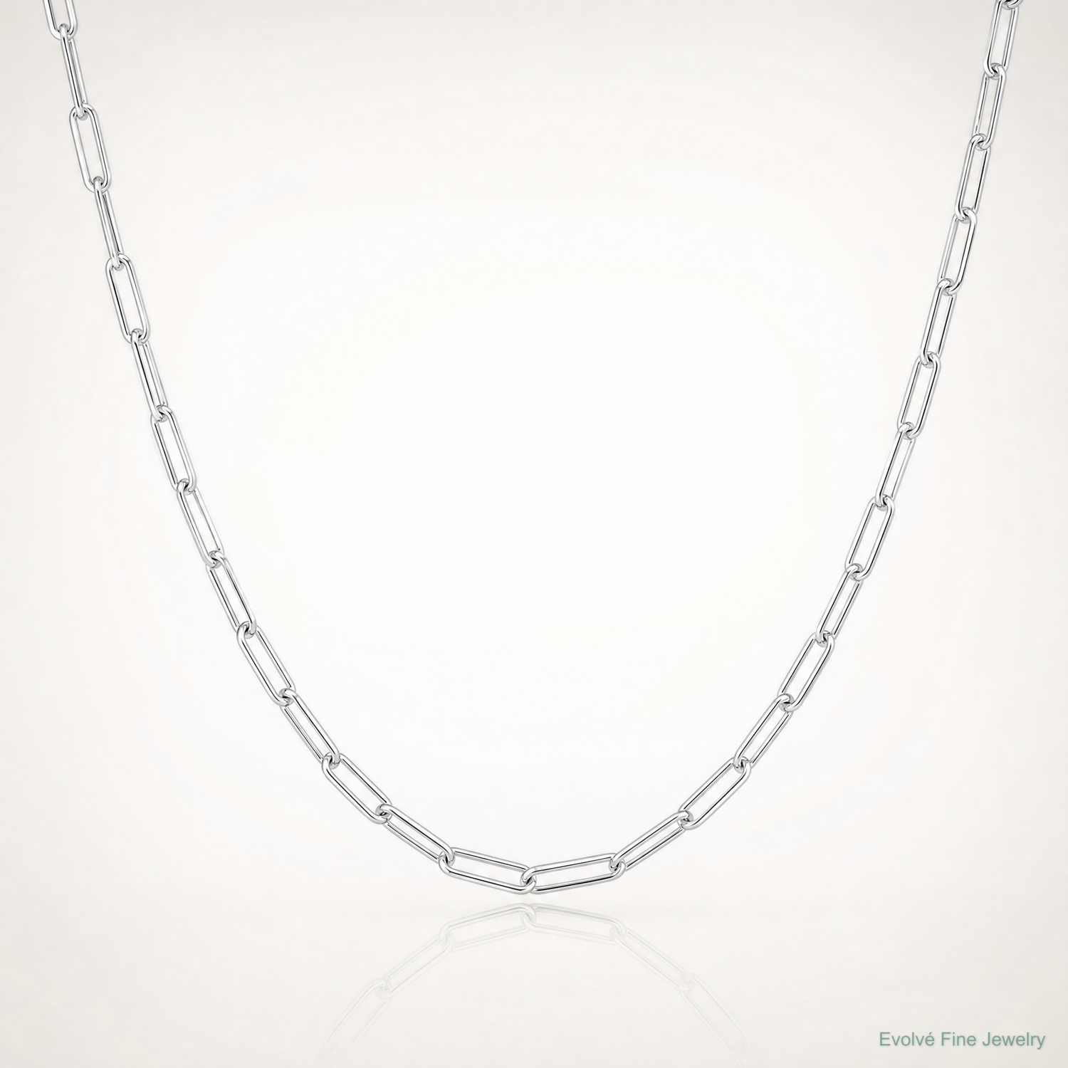 Sterling Silver Rhodium-plated Polished 3.15mm Paperclip Chain - Lifestyle View