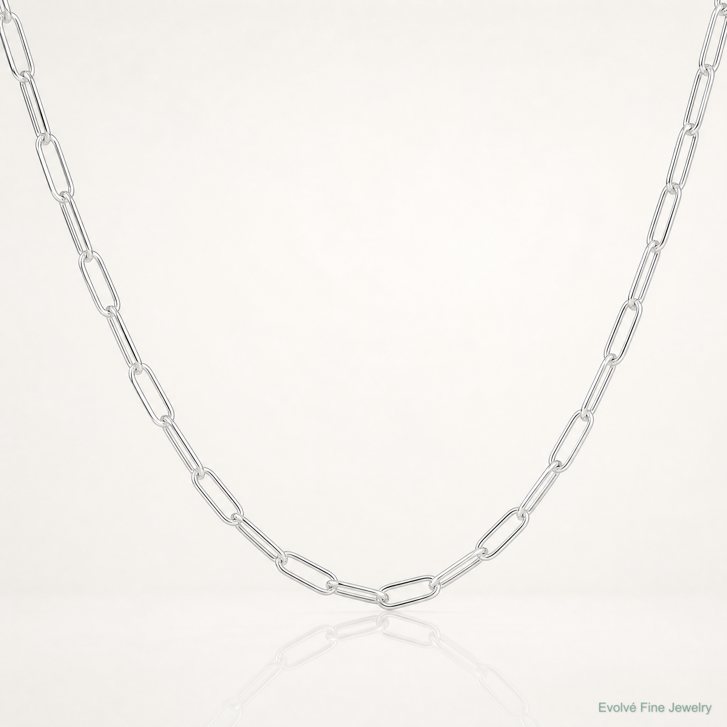 Sterling Silver Polished 3.5mm Paperclip Chain - Lifestyle View
