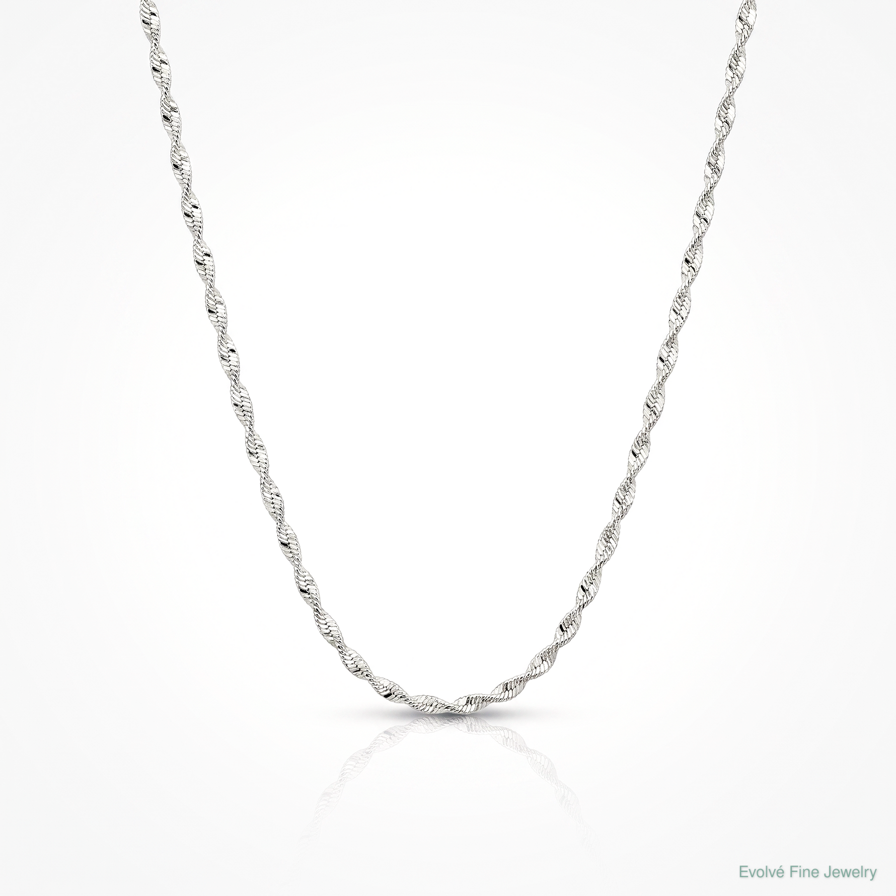 Sterling Silver 1.65mm Twisted Herringbone Chain - Lifestyle View