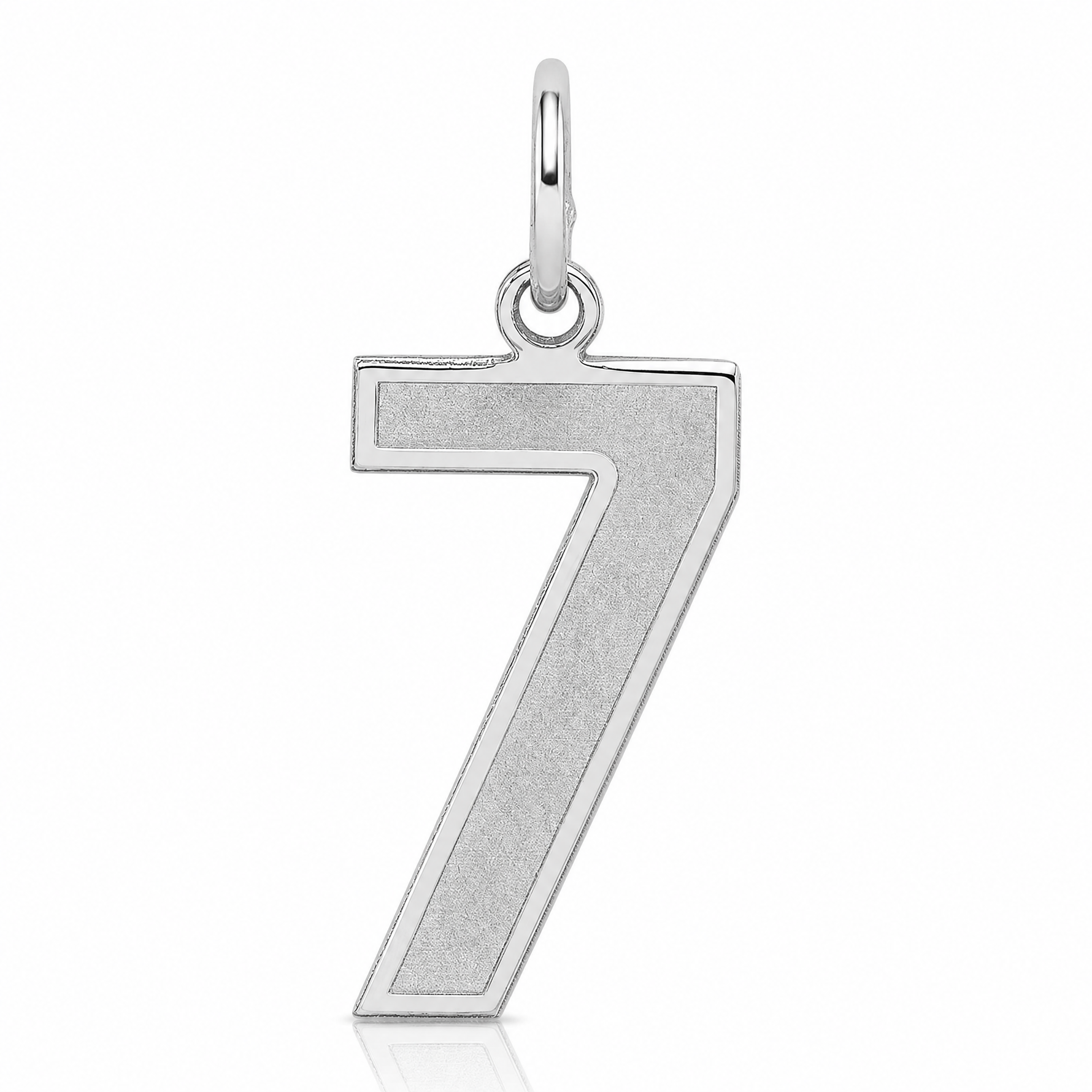 Sterling Silver/Rhodium-plated Satin Number 7 Charm - Lifestyle View