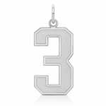 Sterling Silver/Rhodium-plated Satin Number 3 Charm - Lifestyle View