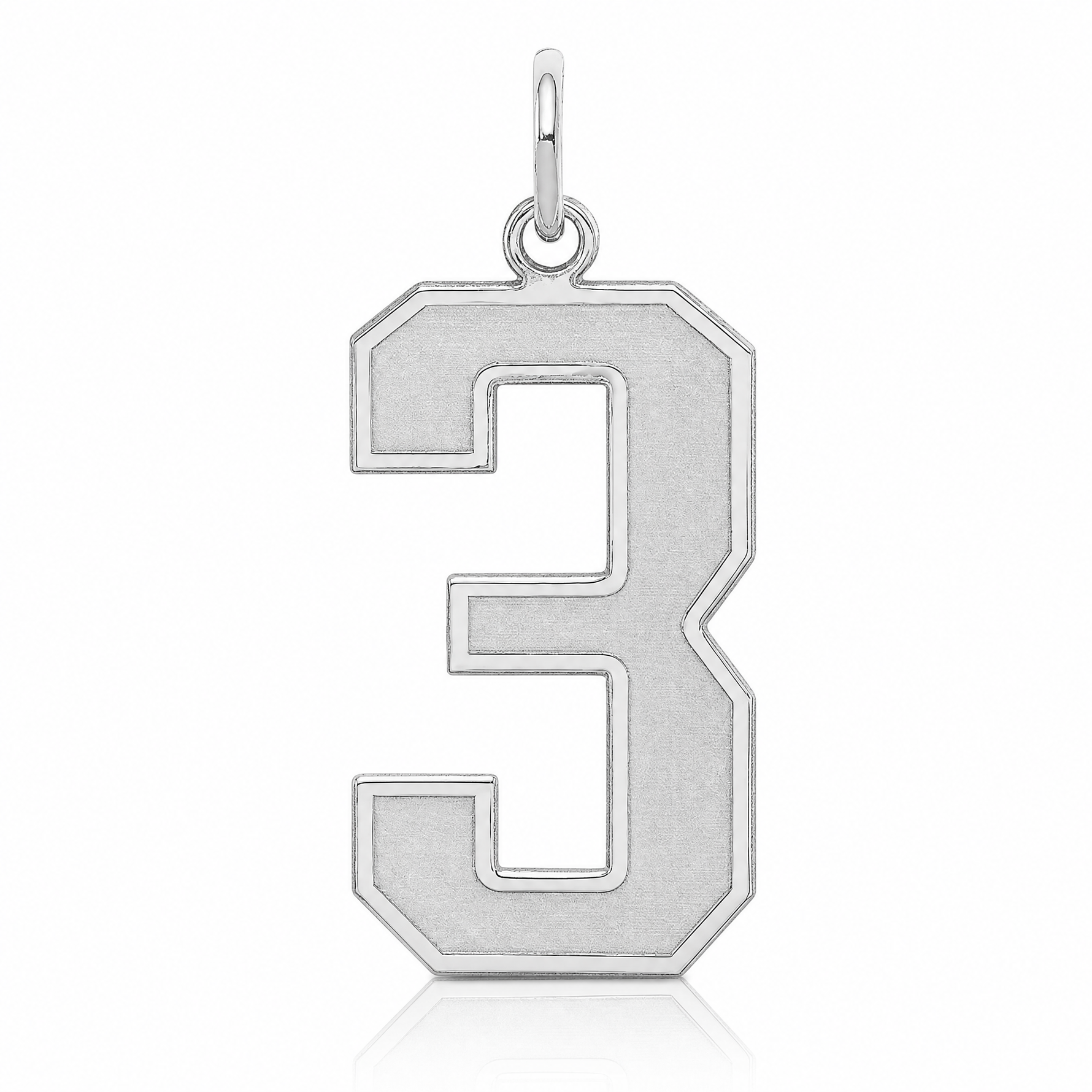 Sterling Silver/Rhodium-plated Satin Number 3 Charm - Lifestyle View