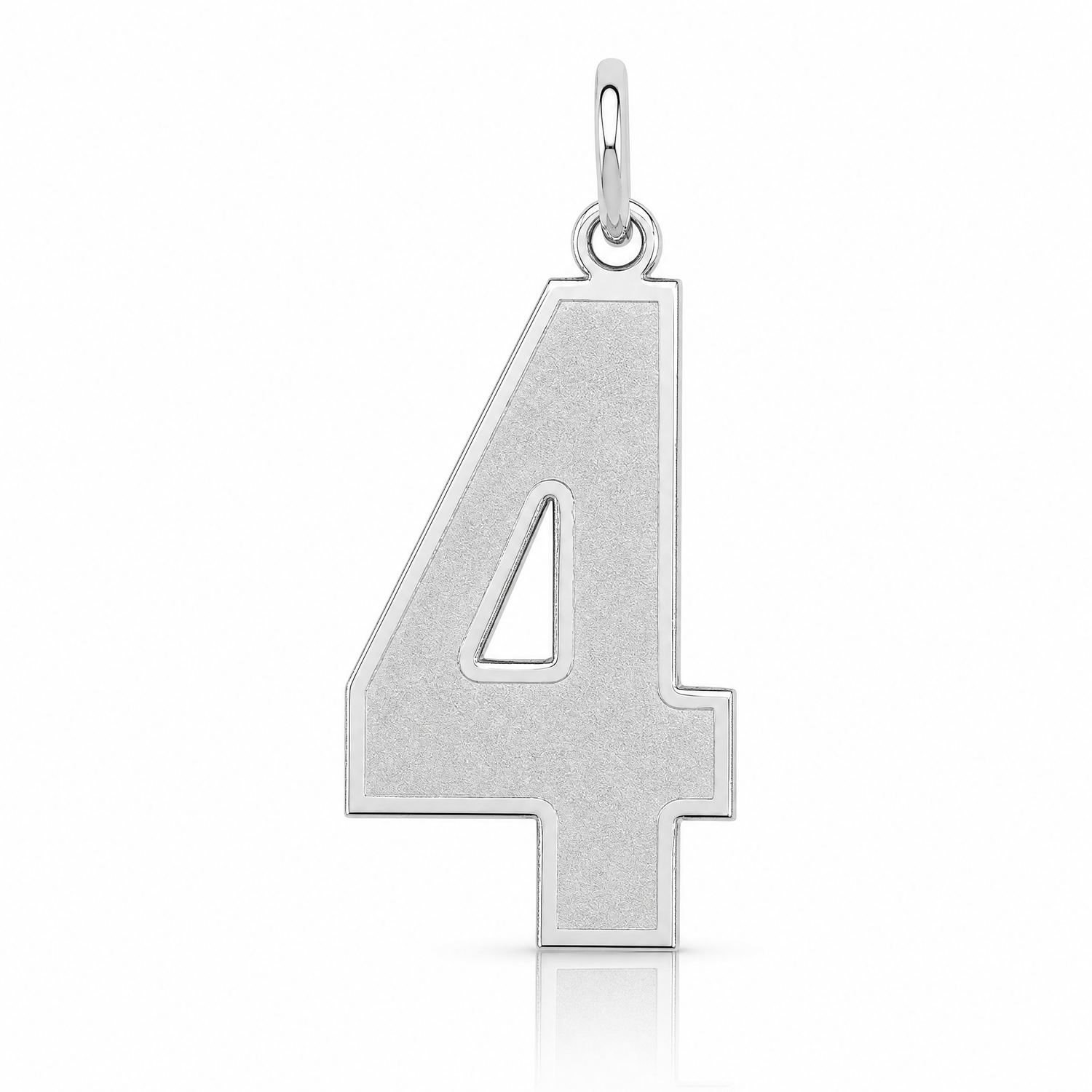Sterling Silver/Rhodium-plated Satin Number 4 Charm - Lifestyle View
