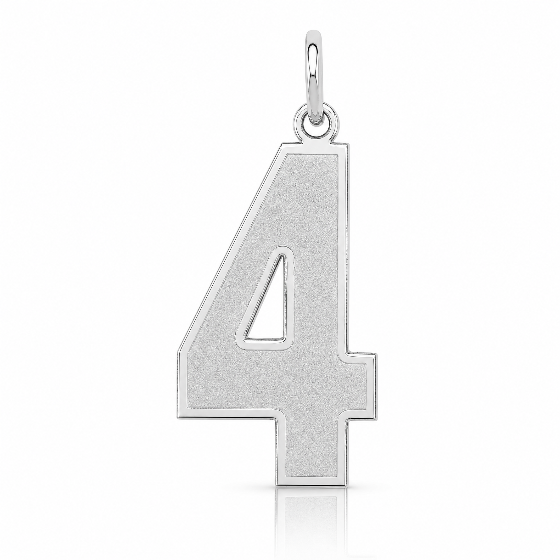Sterling Silver/Rhodium-plated Satin Number 4 Charm - Lifestyle View