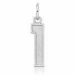 Sterling Silver/Rhodium-plated Satin Number 1 Charm - Lifestyle View