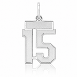 Sterling Silver/Rhodium-plated Satin Number 15 Charm - Lifestyle View