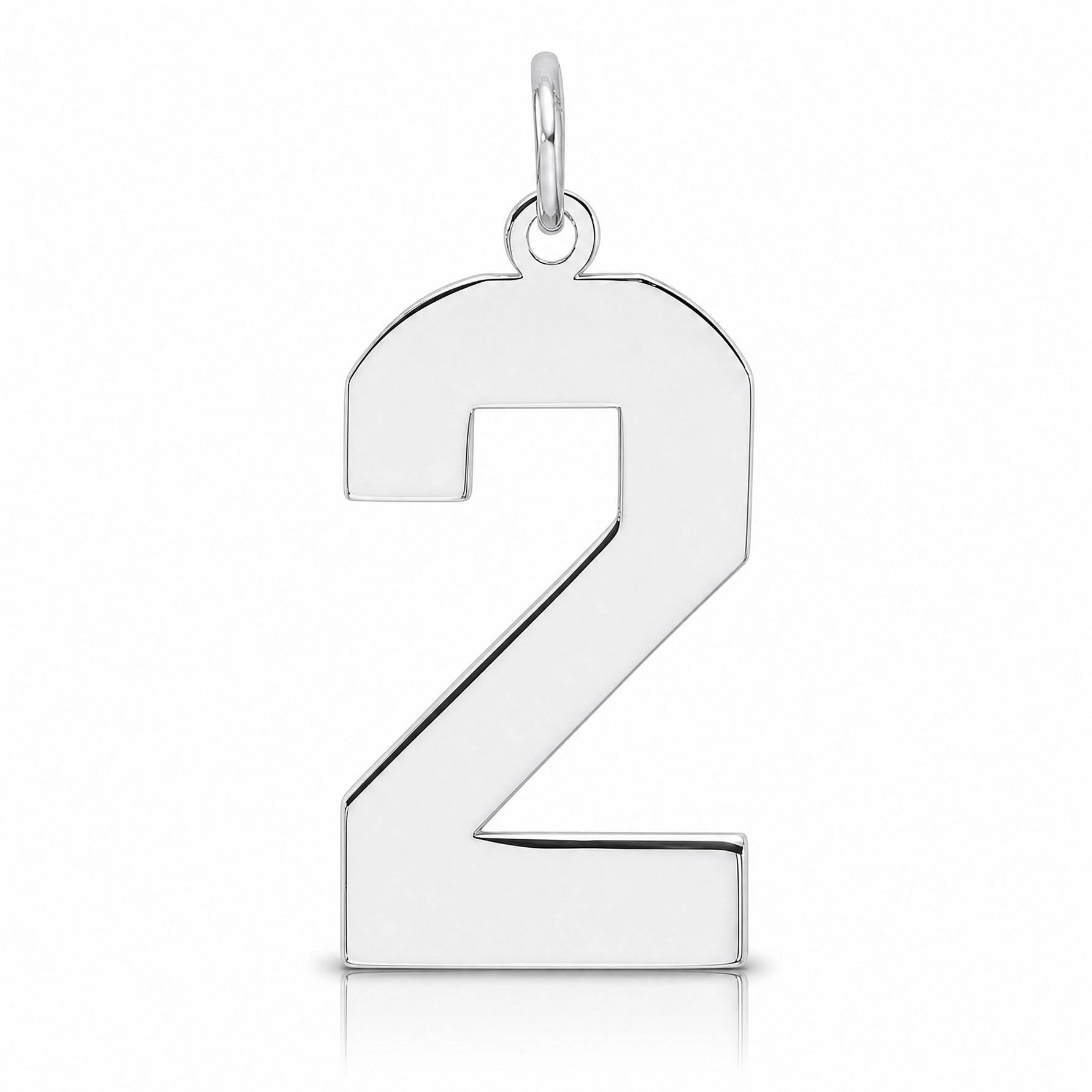 Sterling Silver/Rhodium-plated Polished Number 2 Charm - Lifestyle View