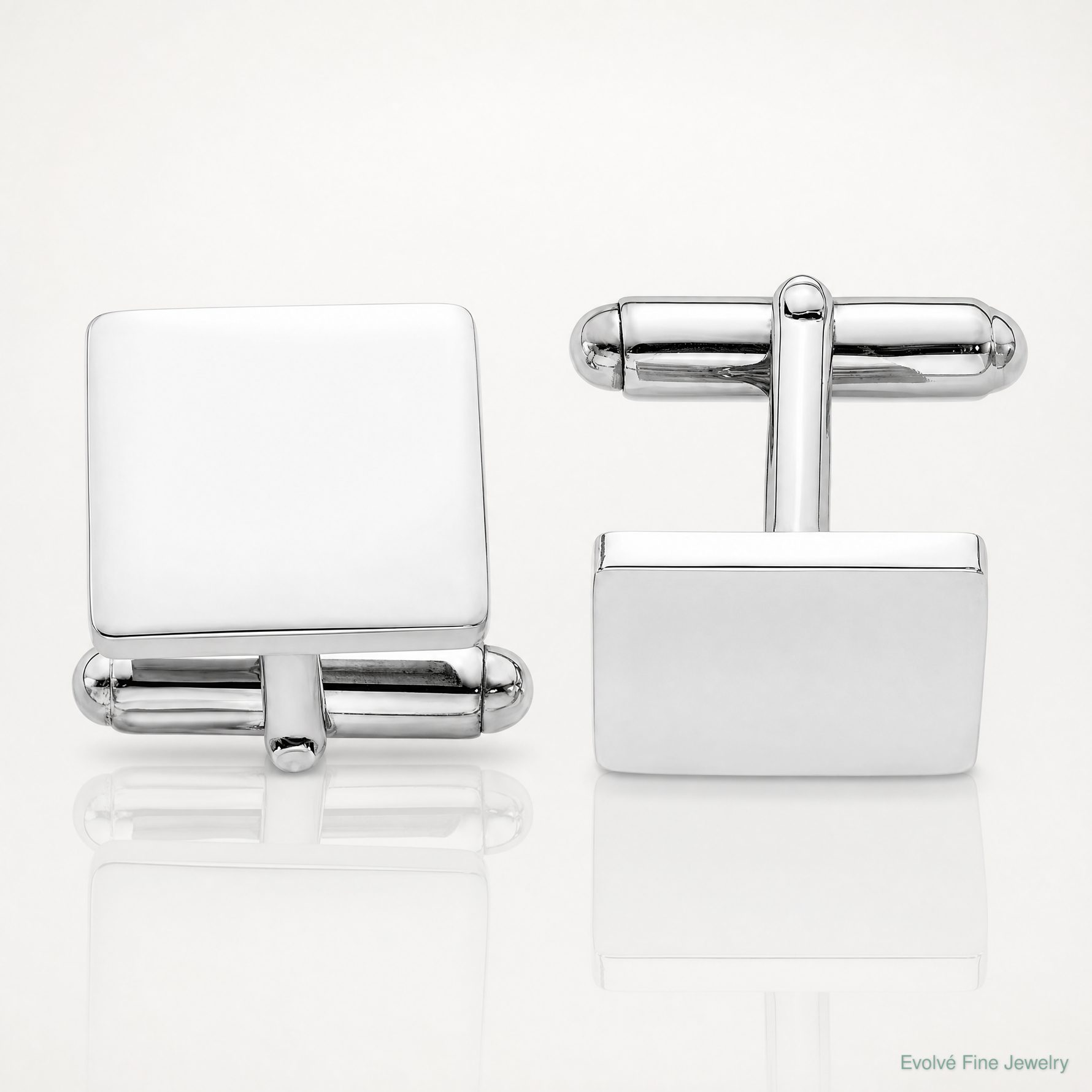 Sterling Silver Rhodium Plated Square Cuff Links - Lifestyle View