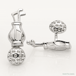 Sterling Silver Reversible Golf Clubs &Ball Cufflinks - Lifestyle View