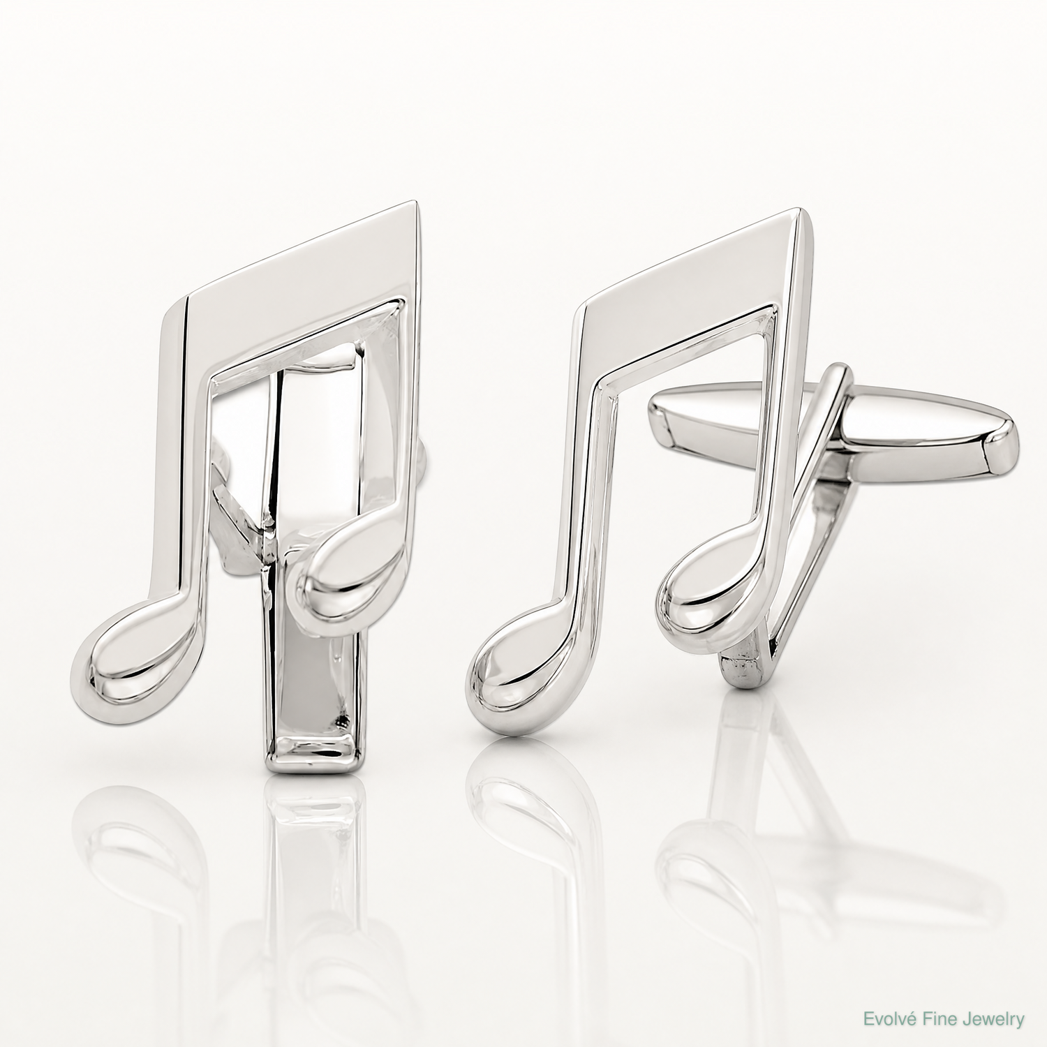 Sterling Silver Music Note Cuff Links - Lifestyle View