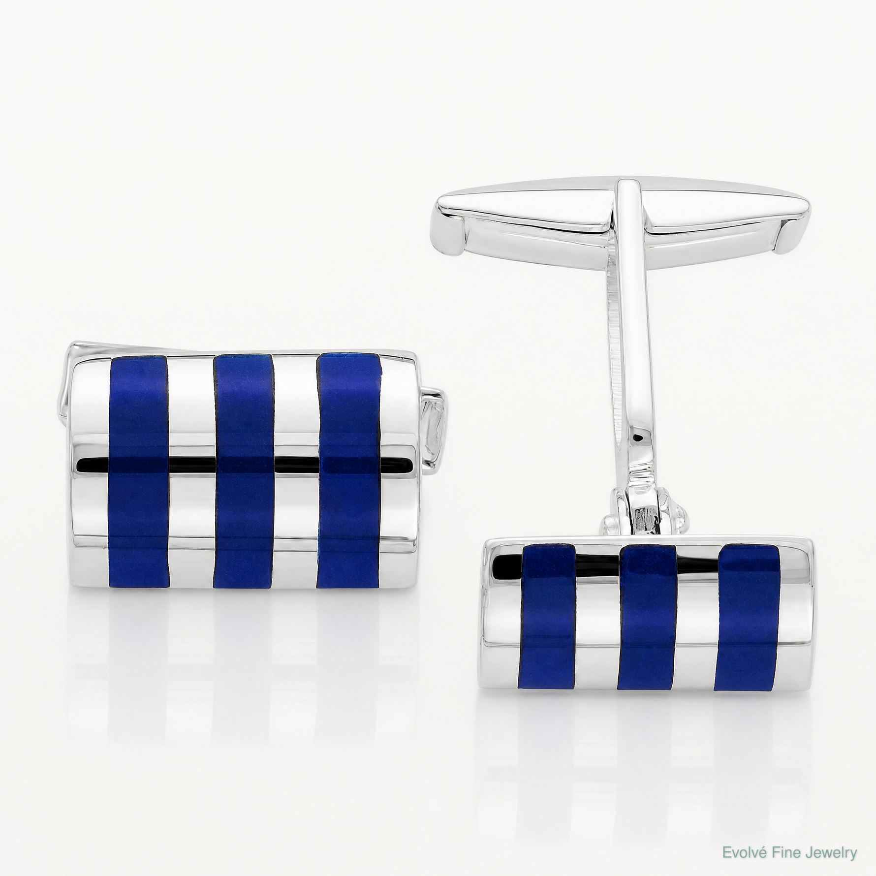 Sterling Silver Lapis Cuff Links - Lifestyle View