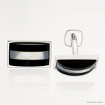 Sterling Silver Mother Of Pearl & Onyx Cufflinks - Lifestyle View