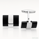 Sterling Silver Onyx Cuff Links - Lifestyle View