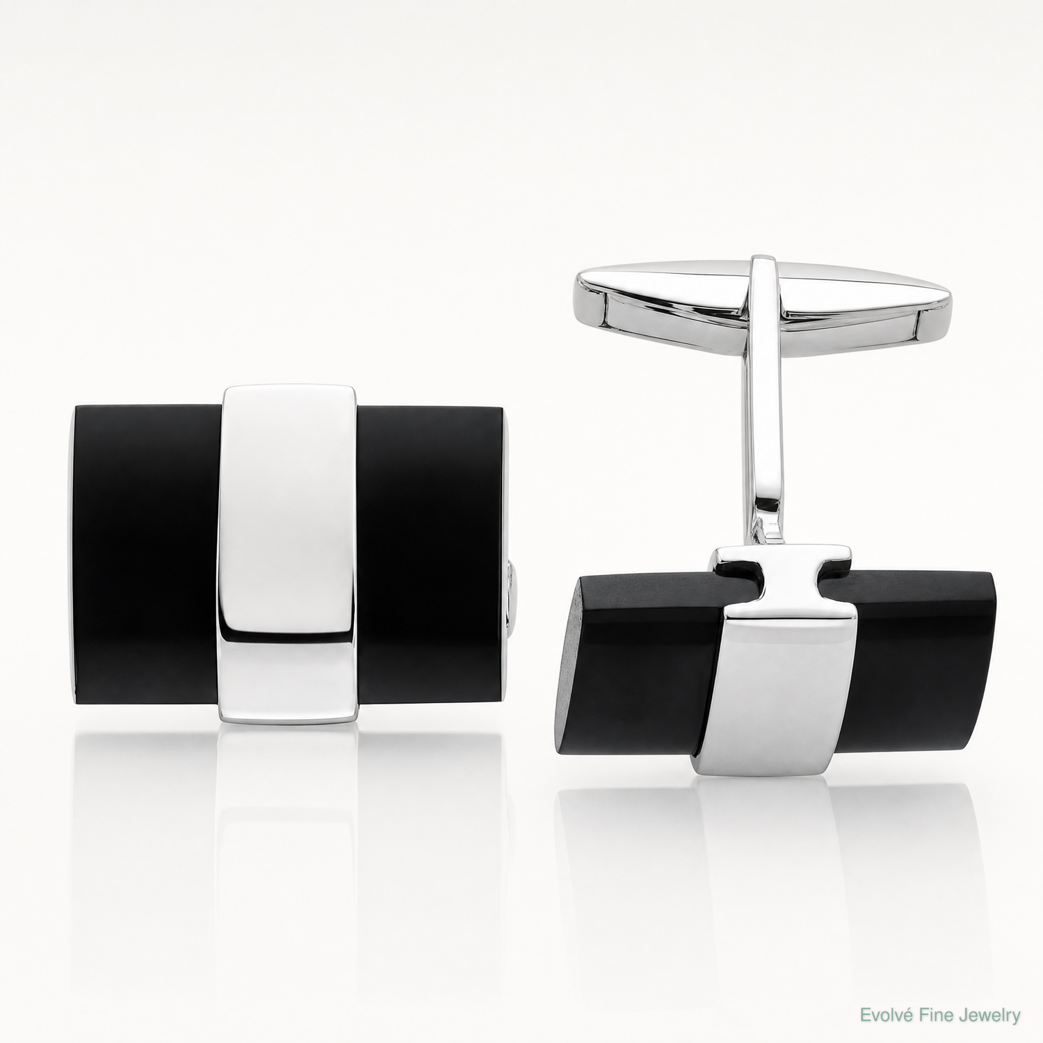 Sterling Silver Onyx Cuff Links - Lifestyle View