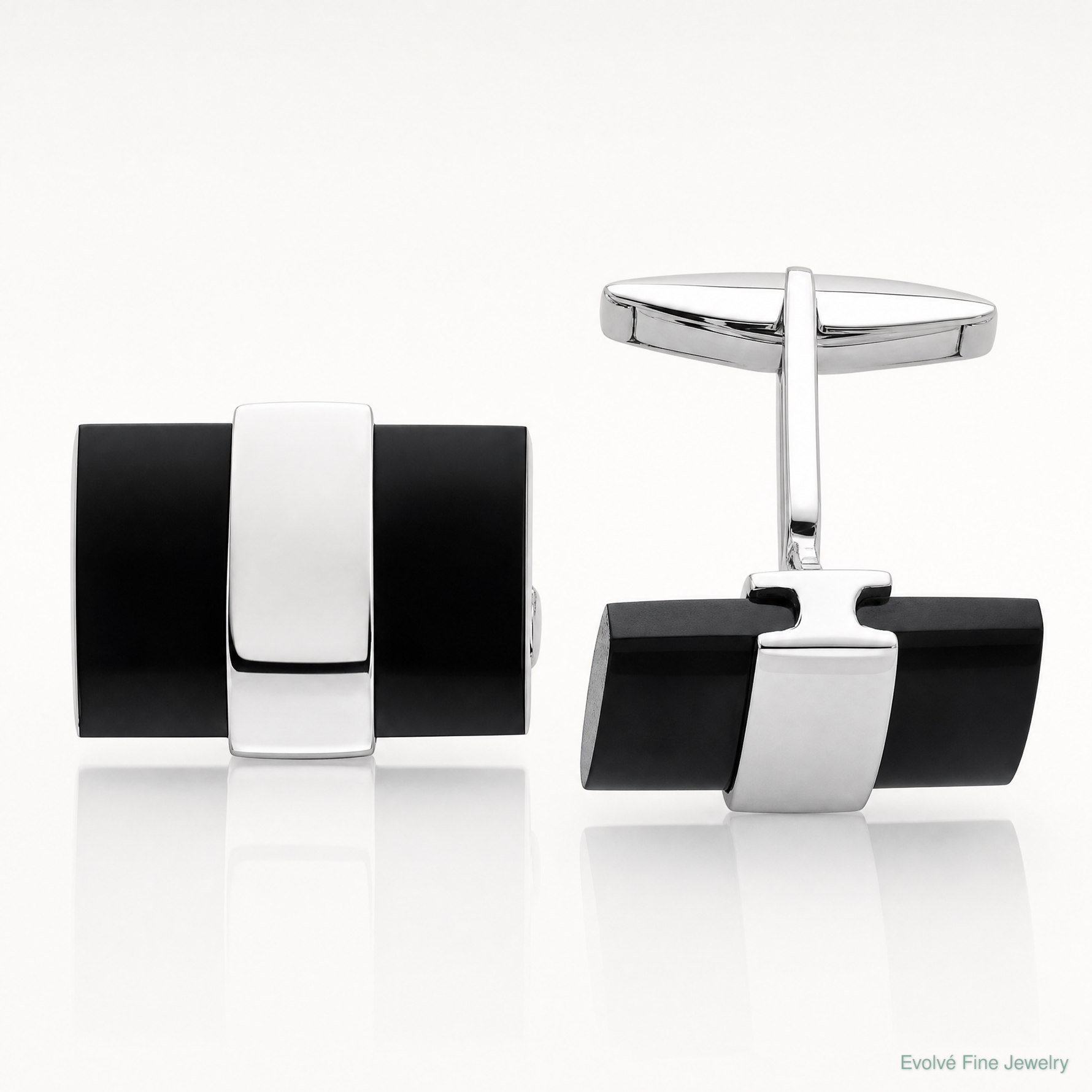 Sterling Silver Onyx Cuff Links - Lifestyle View
