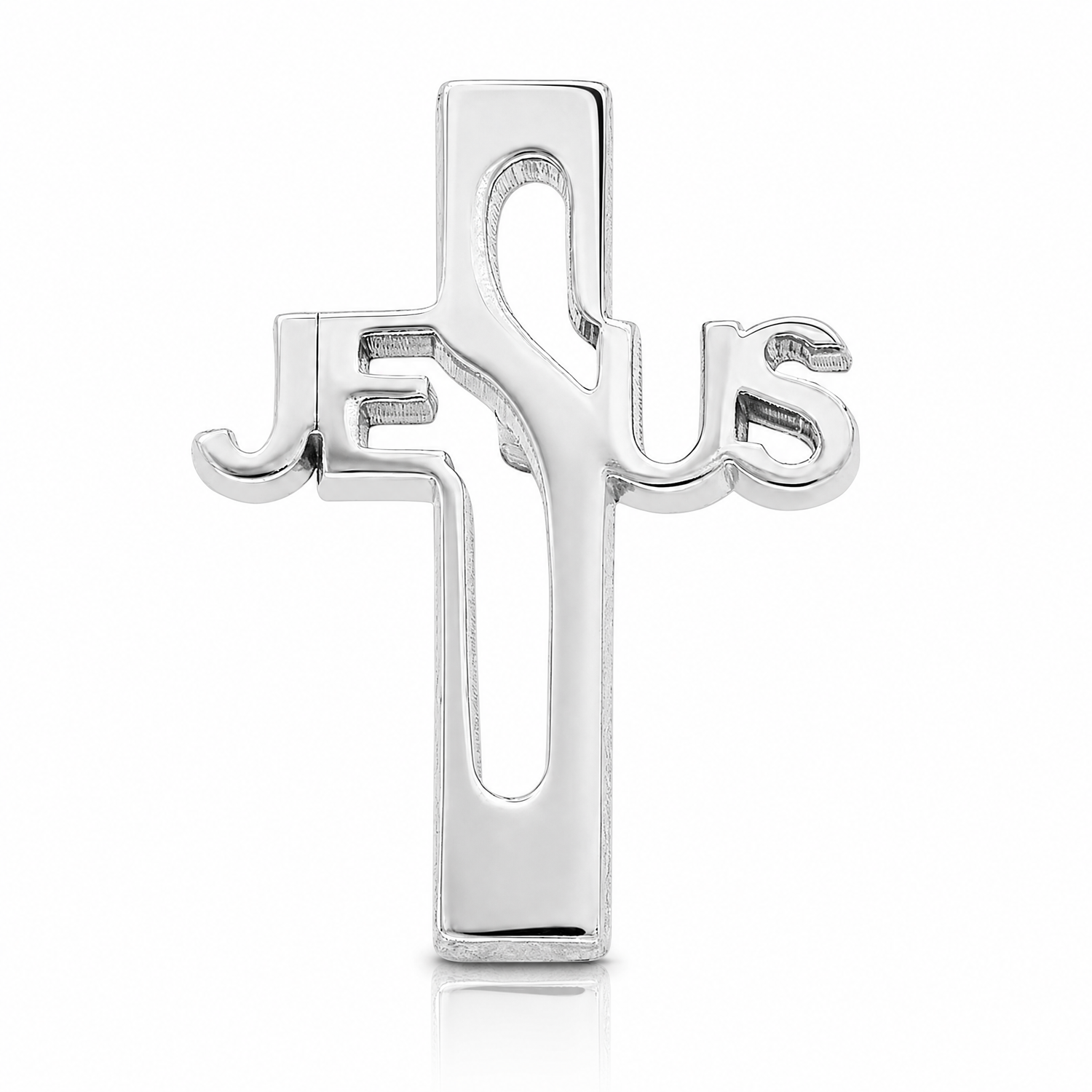 Sterling Silver Rhodium-plated Jesus Cross Tie Tac - Lifestyle View