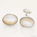 Sterling Silver Oval Mother of Pearl Cuff Links - Lifestyle View