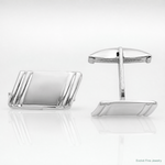 Sterling Silver Rhodium-plated Diagonal Stripes Cuff Links - Lifestyle View