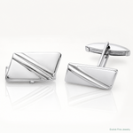 Sterling Silver Rhodium-plated Stripe Design Cuff Links - Lifestyle View