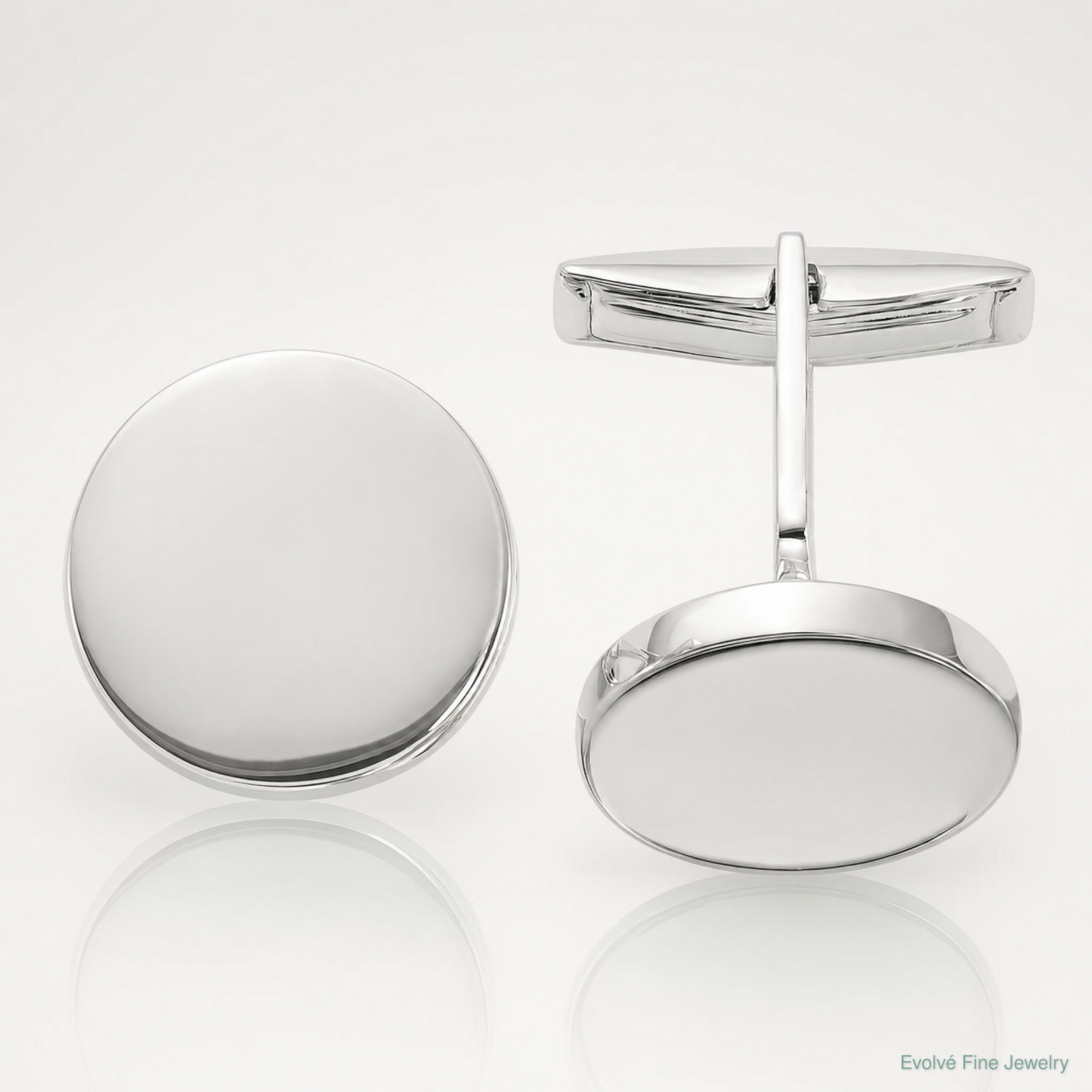 Sterling Silver Polished Round Cuff Links - Lifestyle View