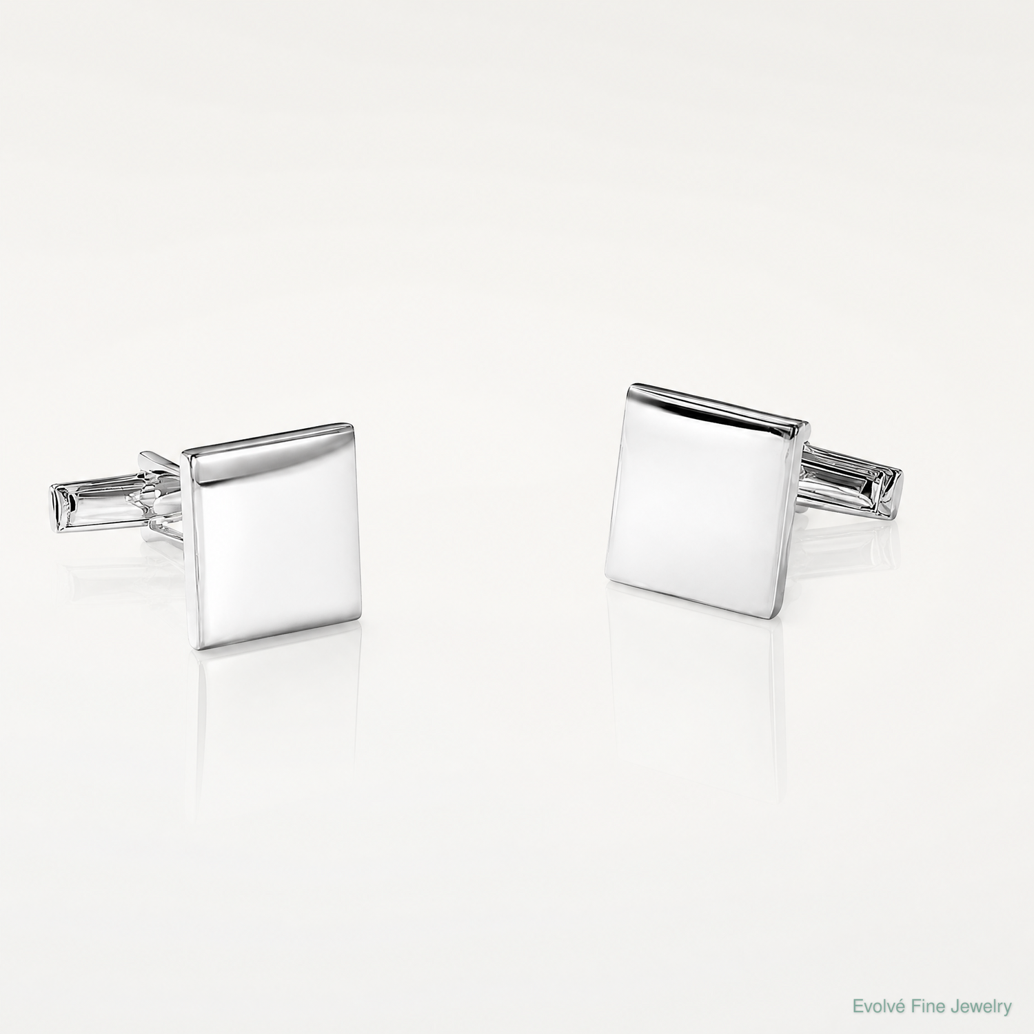 Sterling Silver Polished Square Cuff Links - Lifestyle View