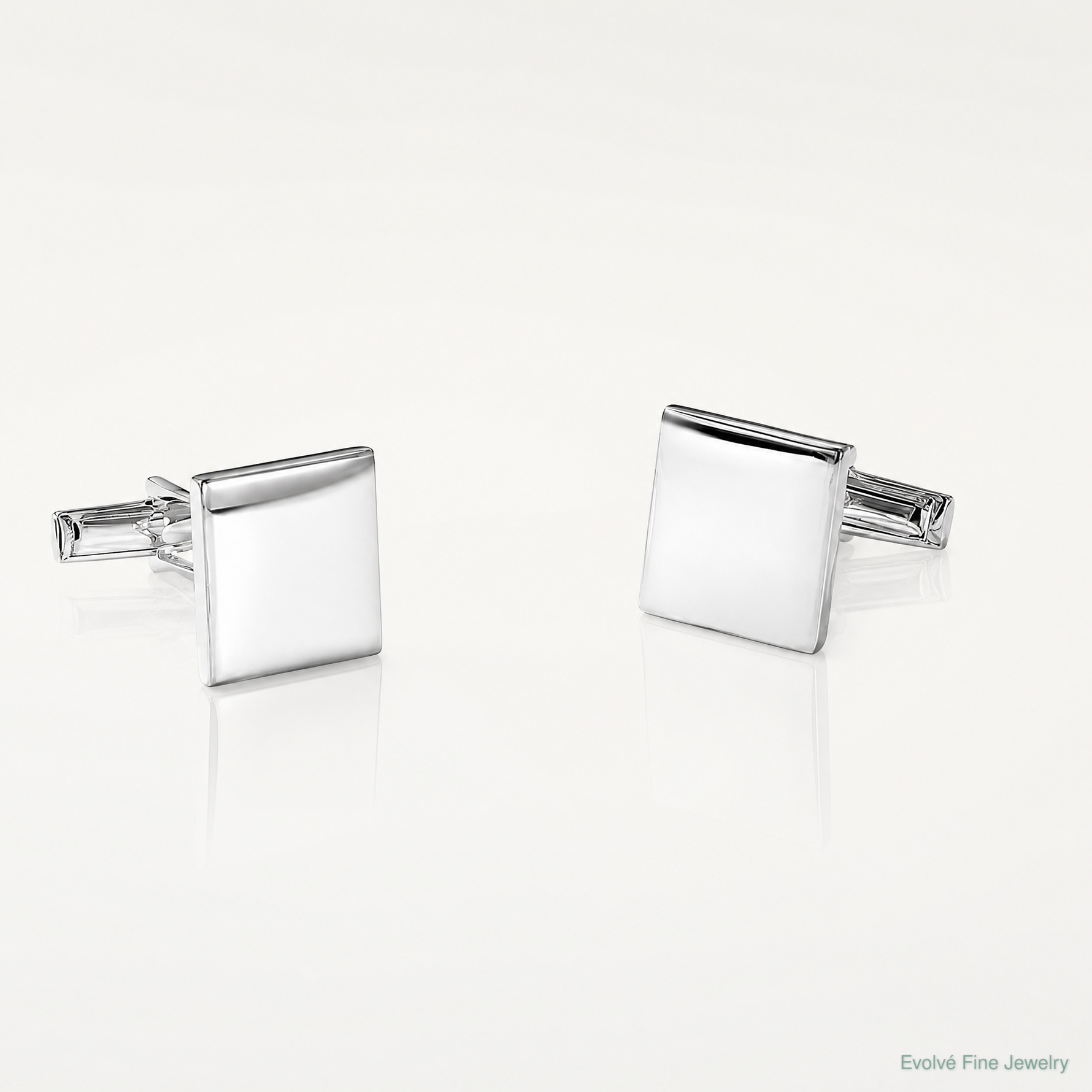 Sterling Silver Polished Square Cuff Links - Lifestyle View