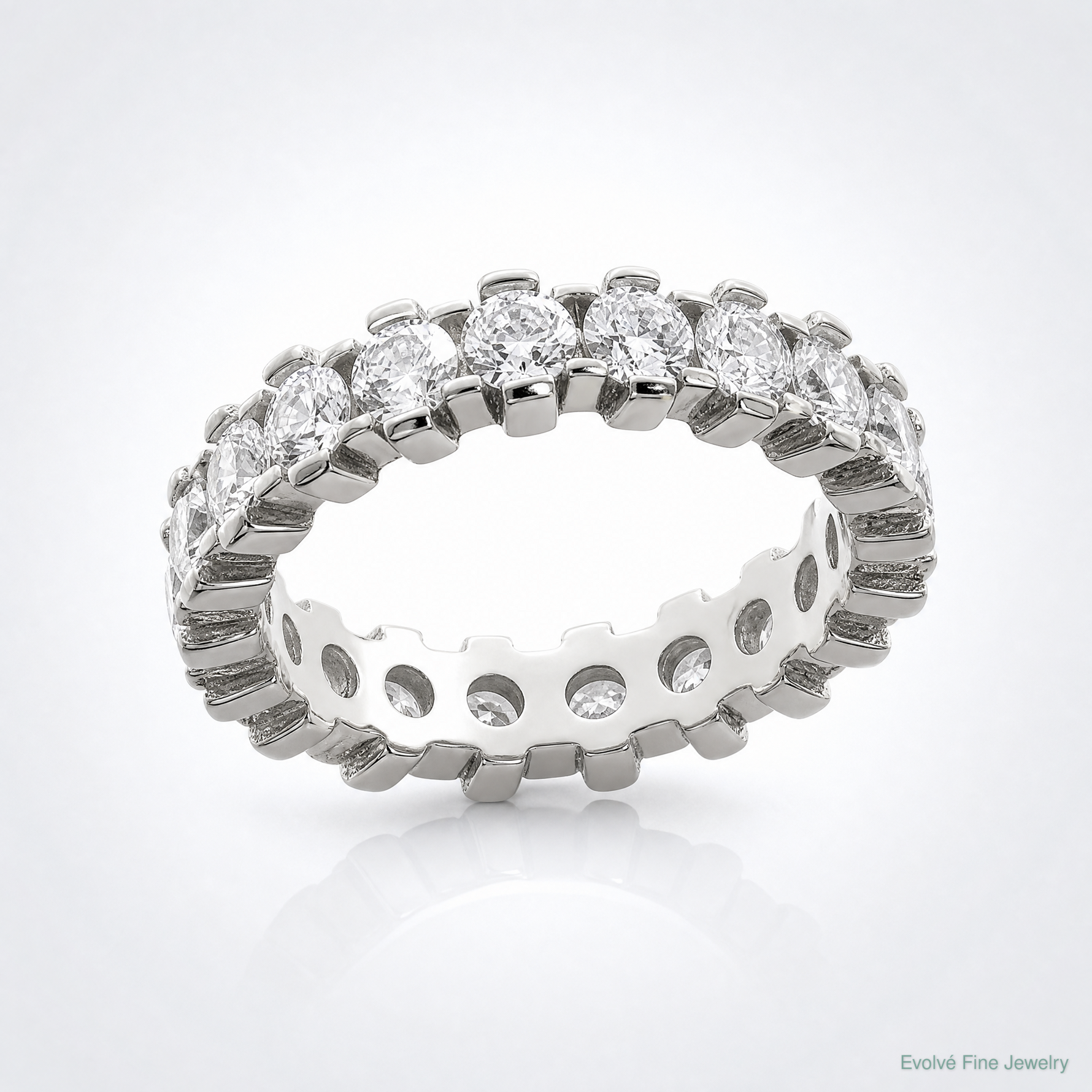 Sterling Silver Rhodium-plated CZ Eternity Band - Lifestyle View