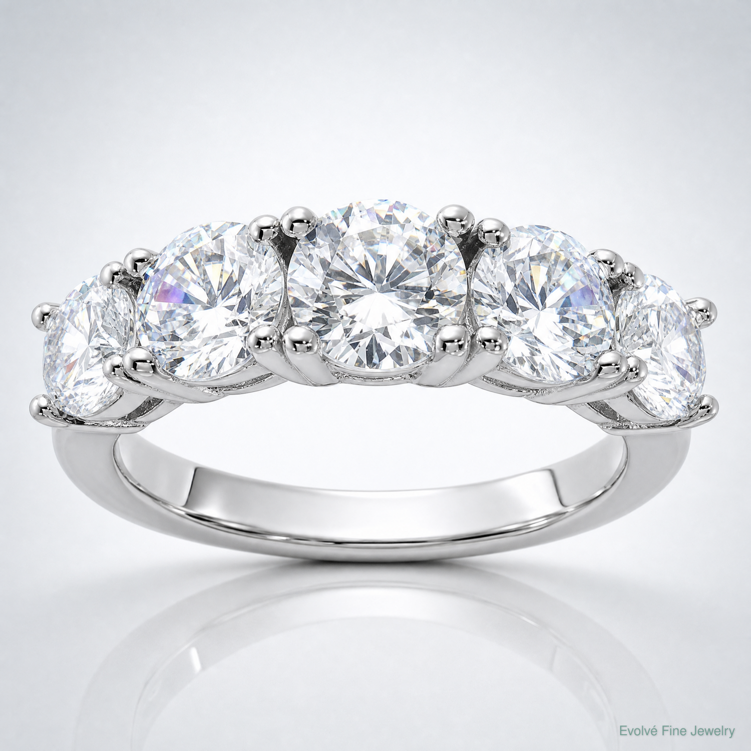 Sterling Silver Rhodium-plated CZ 5-Stone Ring - Lifestyle View