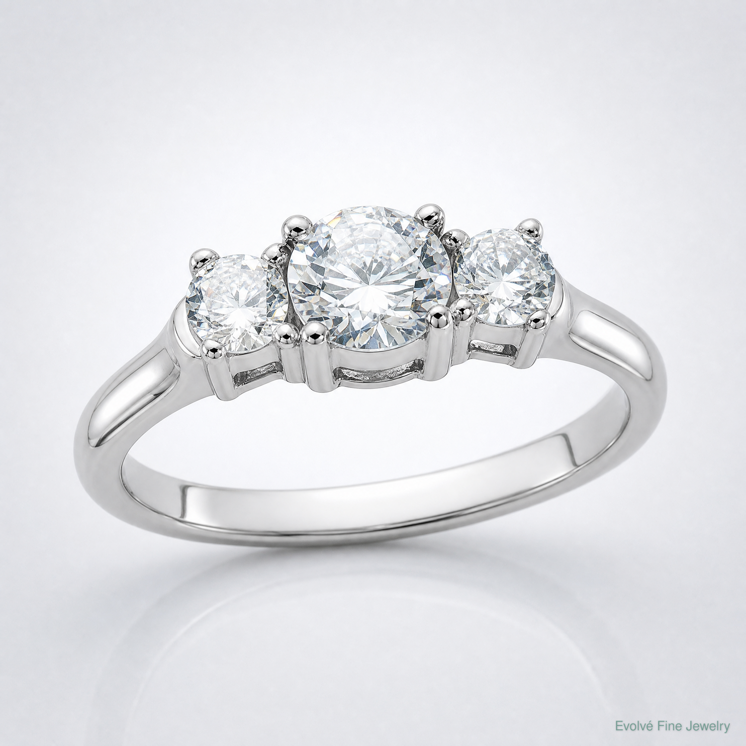 Sterling Silver Rhodium-plated Three CZ Ring - Lifestyle View