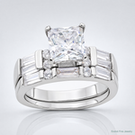 Sterling Silver Rhodium-plated CZ 2 Piece Wedding Ring Set - Lifestyle View