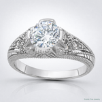 Sterling Silver Rhodium-plated CZ Antique Style Ring - Lifestyle View