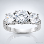 Sterling Silver Rhodium-plated 3 Stone CZ Ring - Lifestyle View