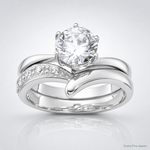 Sterling Silver Rhodium-plated 2-piece CZ Wedding Ring Set - Lifestyle View