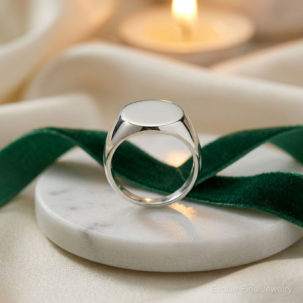 Sterling Silver 18x14mm Open Back Signet Ring - Lifestyle View