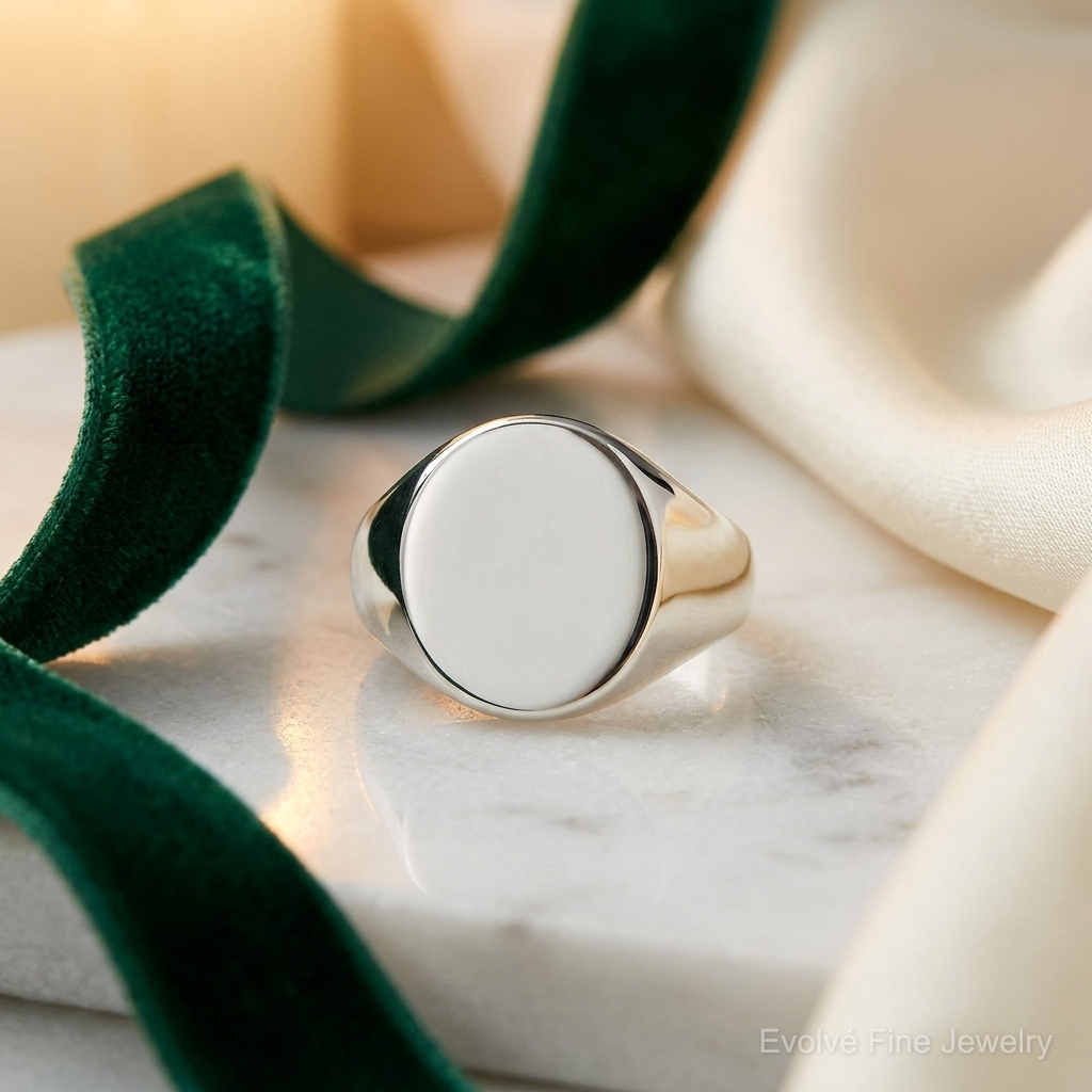 Sterling Silver 19x16mm Closed Back Signet Ring - Lifestyle View
