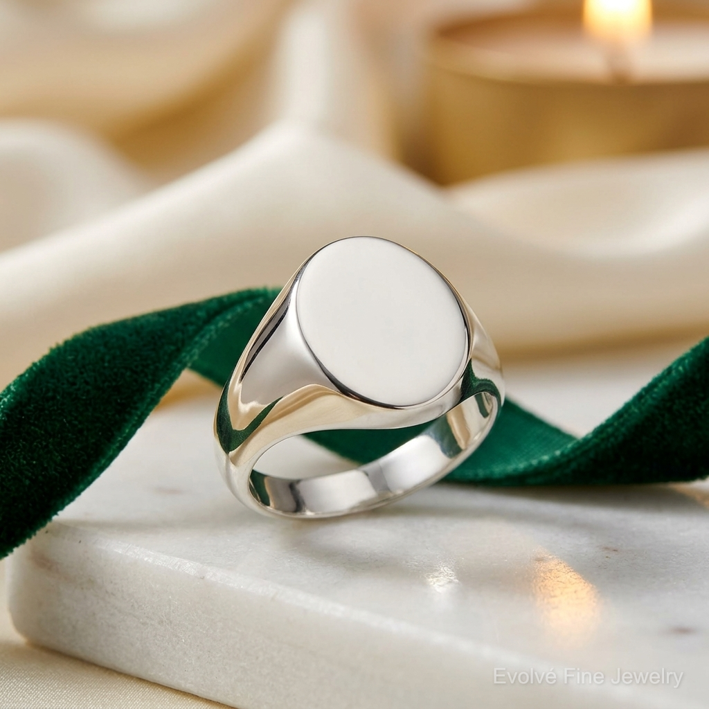 Sterling Silver 15x12mm Closed Back Signet Ring - Lifestyle View