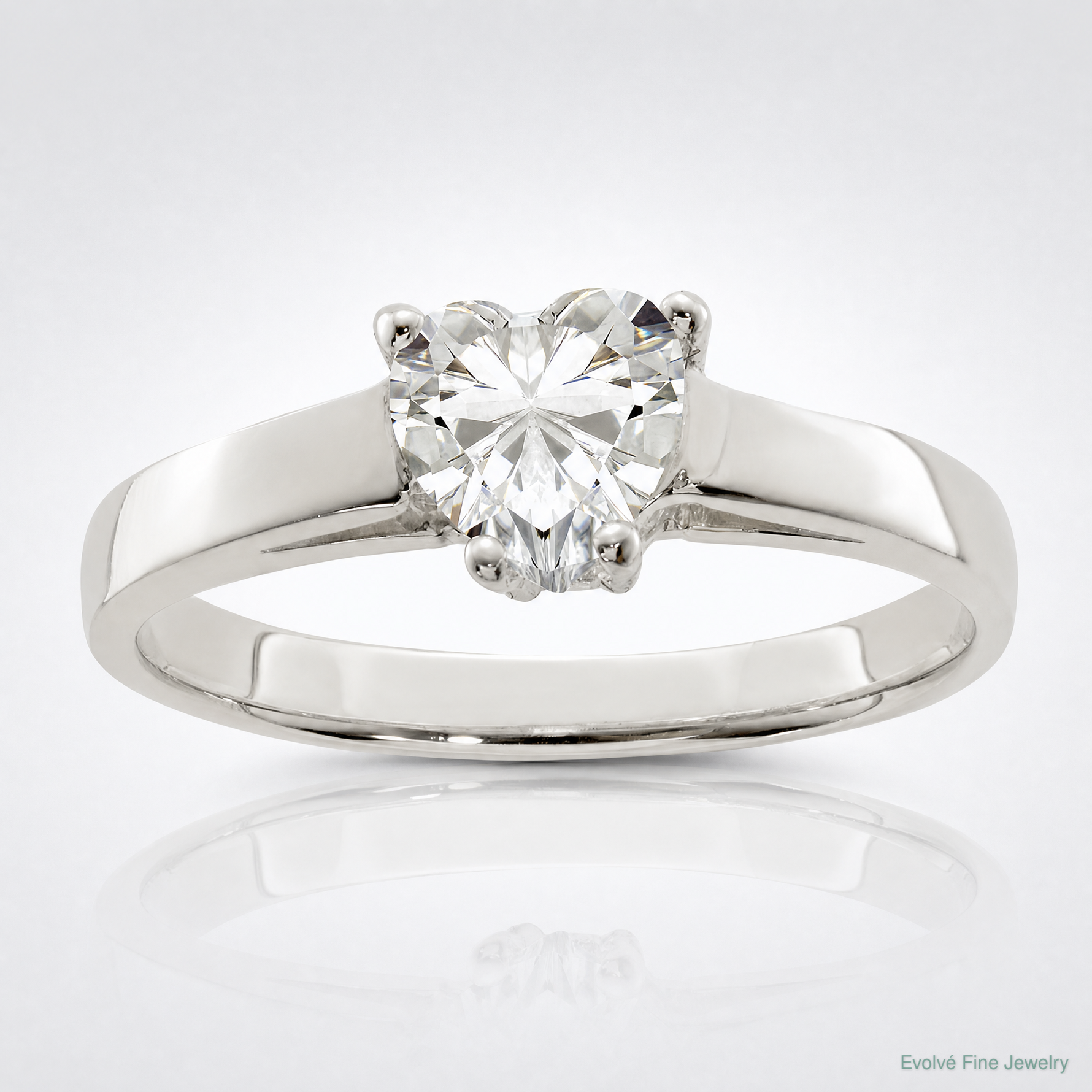 Sterling Silver Solitaire Heart CZ Ring - Lifestyle View