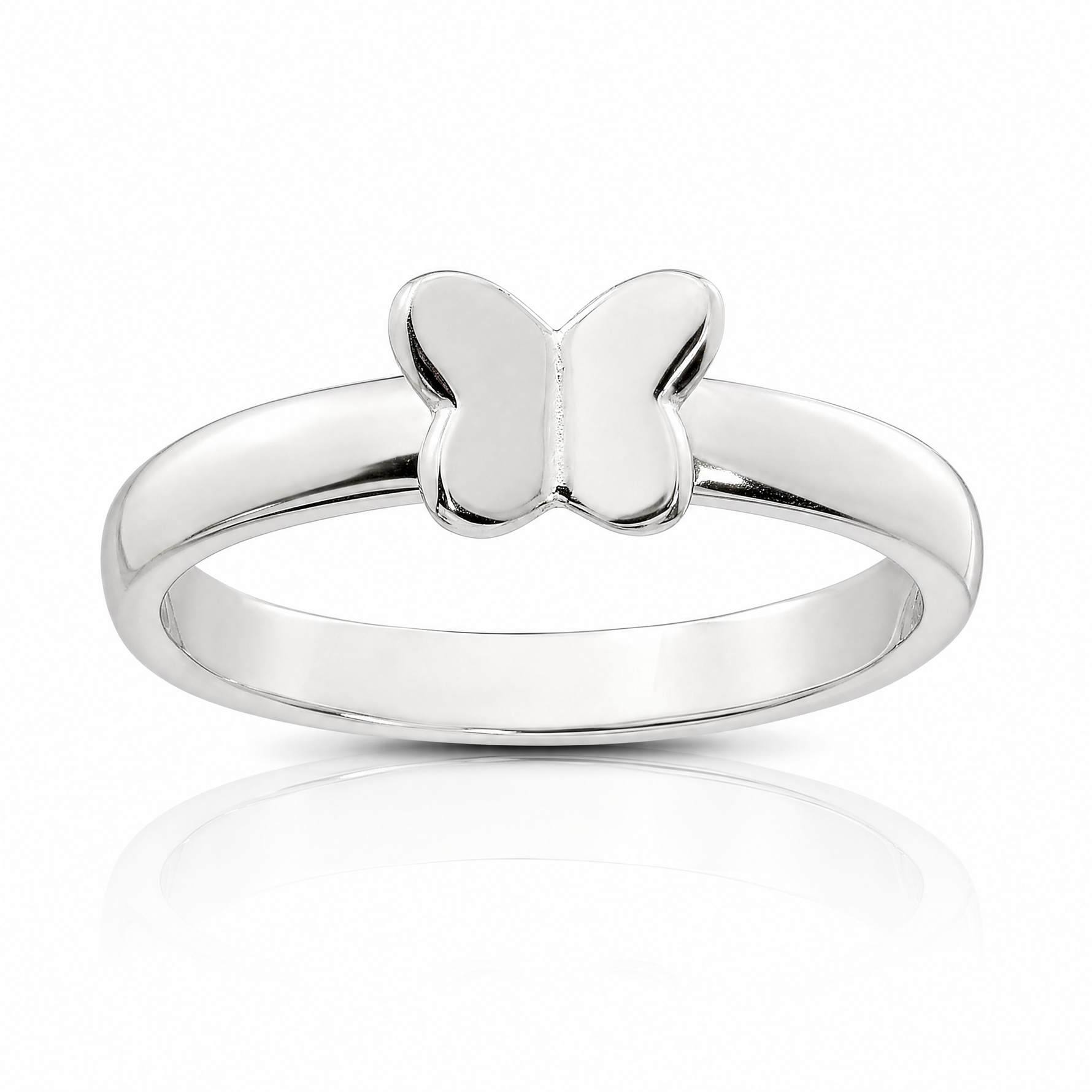 Sterling Silver Rhodium-plated Polished Butterfly Children's Ring - Lifestyle View