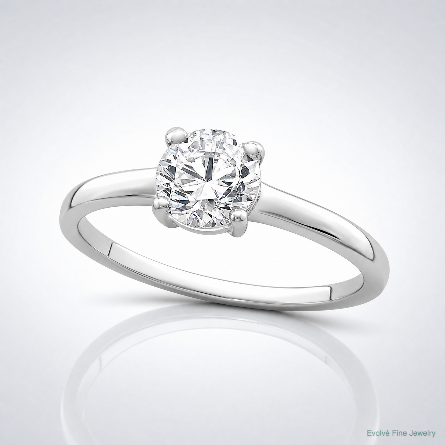 Sterling Silver Rhodium-plated Solitaire Round CZ Ring - Lifestyle View
