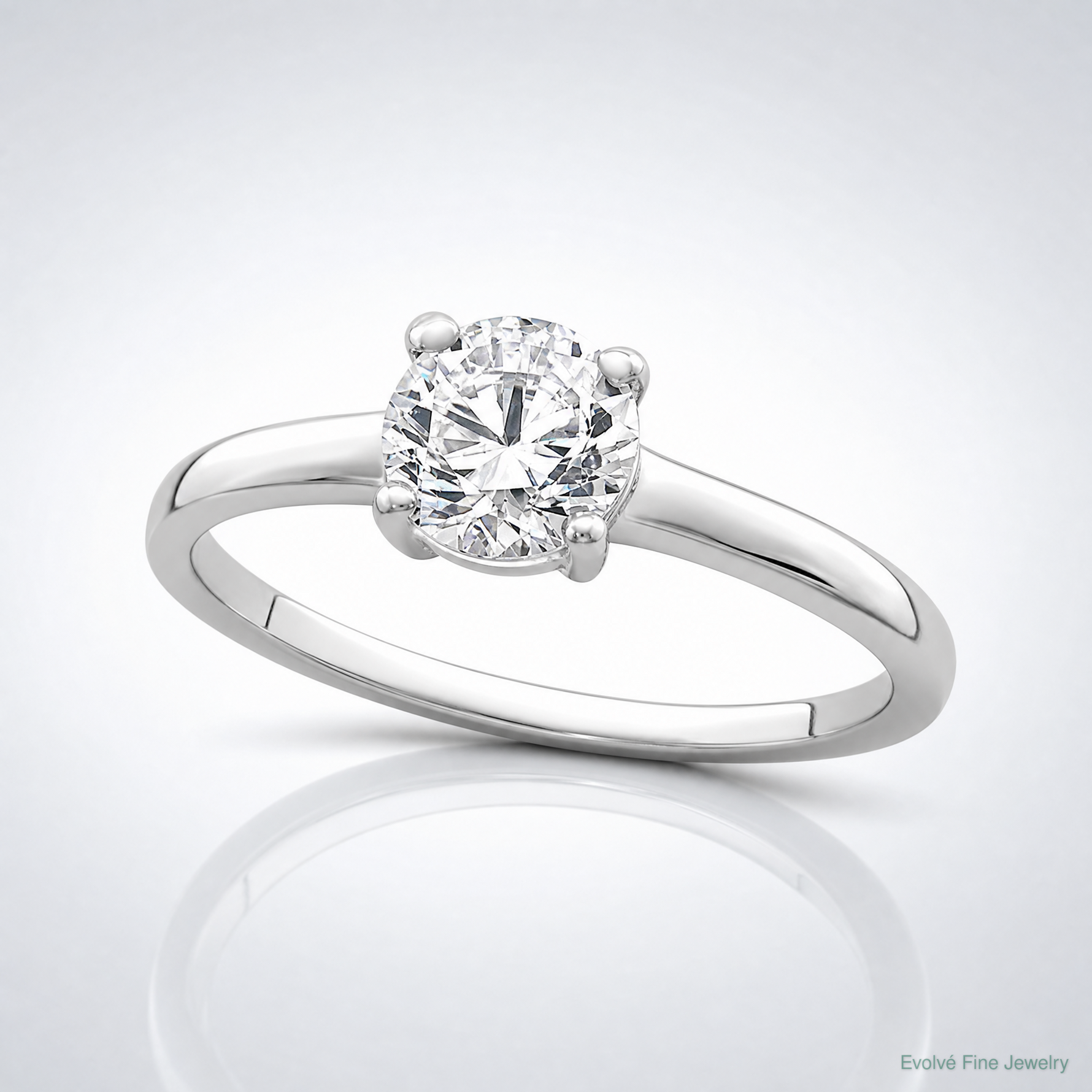 Sterling Silver Rhodium-plated Solitaire Round CZ Ring - Lifestyle View