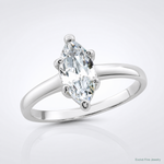 Sterling Silver Rhodium-plated Solitaire Marquise CZ Ring - Lifestyle View