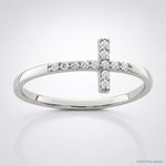 Sterling Silver Rhodium-plated CZ Sideways Cross Ring - Lifestyle View