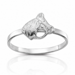 Sterling Silver Rhodium-plated Polished & Textured Horse Children's Ring - Lifestyle View