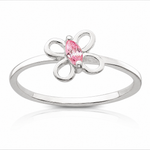 Sterling Silver Polished Pink CZ Butterfly Children's Ring - Lifestyle View