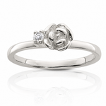 Sterling Silver Clear CZ Rose Kid's Ring - Lifestyle View