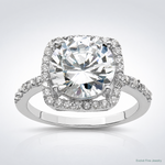 Sterling Silver Rhodium-plated Polished CZ Square Halo Ring - Lifestyle View