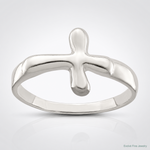 Sterling Silver Horizontal Tiny Freeform Cross Ring - Lifestyle View
