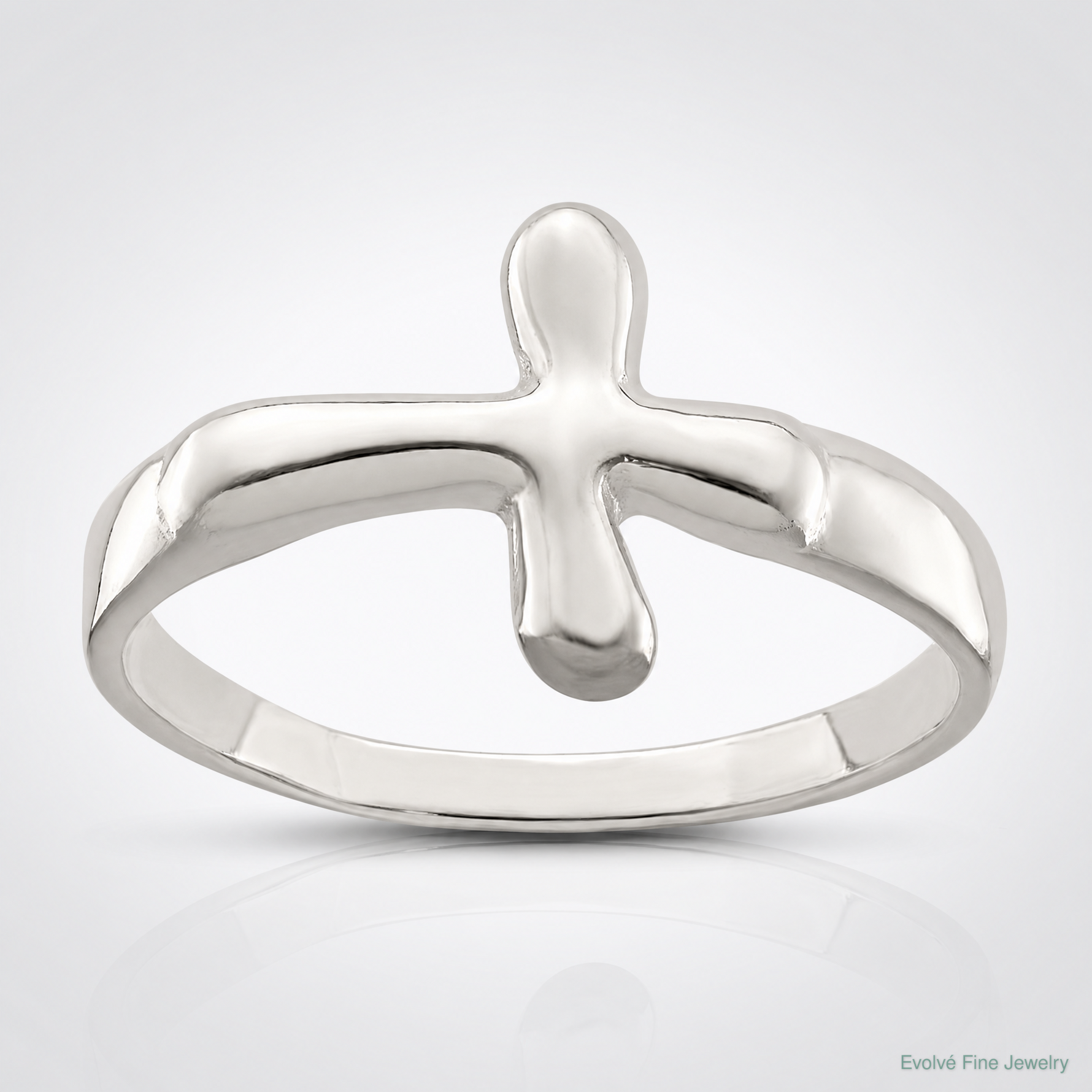 Sterling Silver Horizontal Tiny Freeform Cross Ring - Lifestyle View